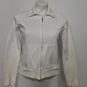 Juicy Couture White Gold Y2K Coquette Collared Full Zip Track Jacket Size M